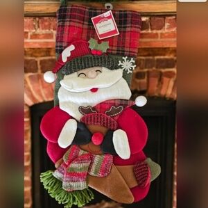 Festive Santa Christmas Stocking - Red and White